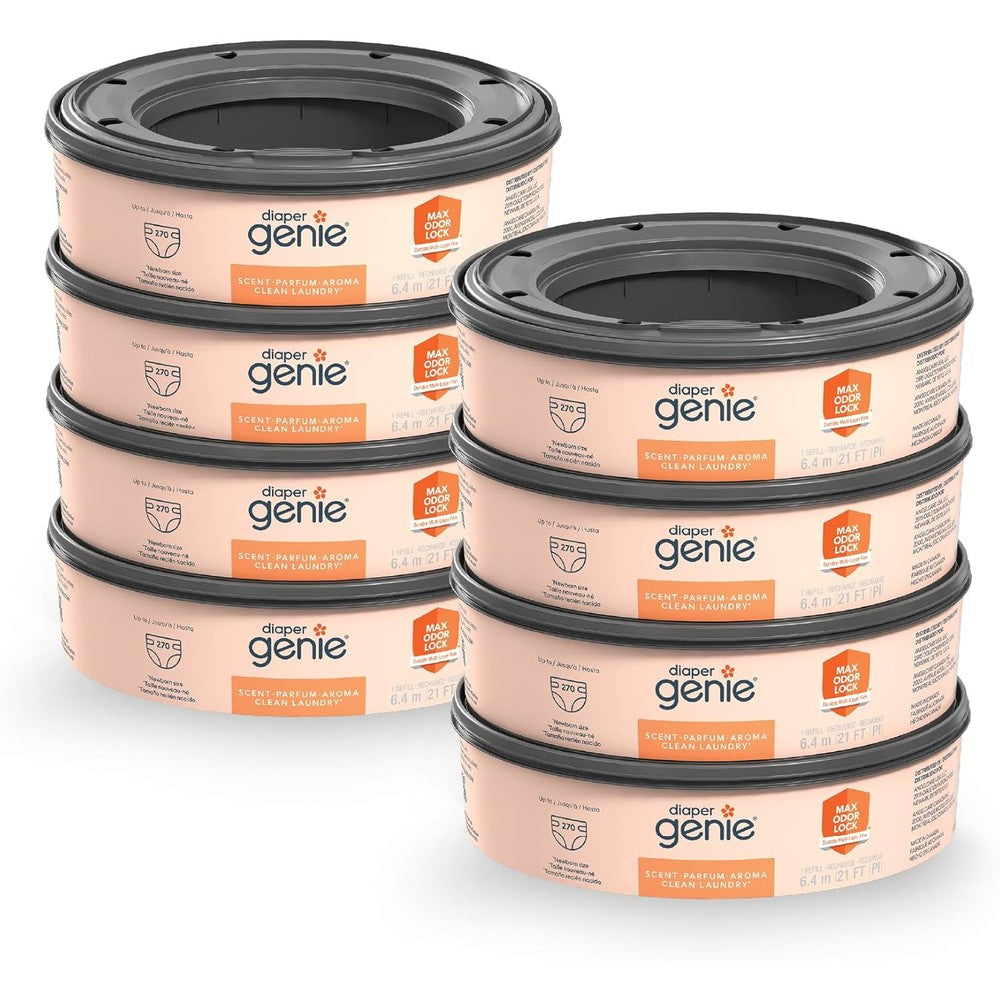 Diaper Genie Clean Laundry Scent Refill Bags 8 Pack front view