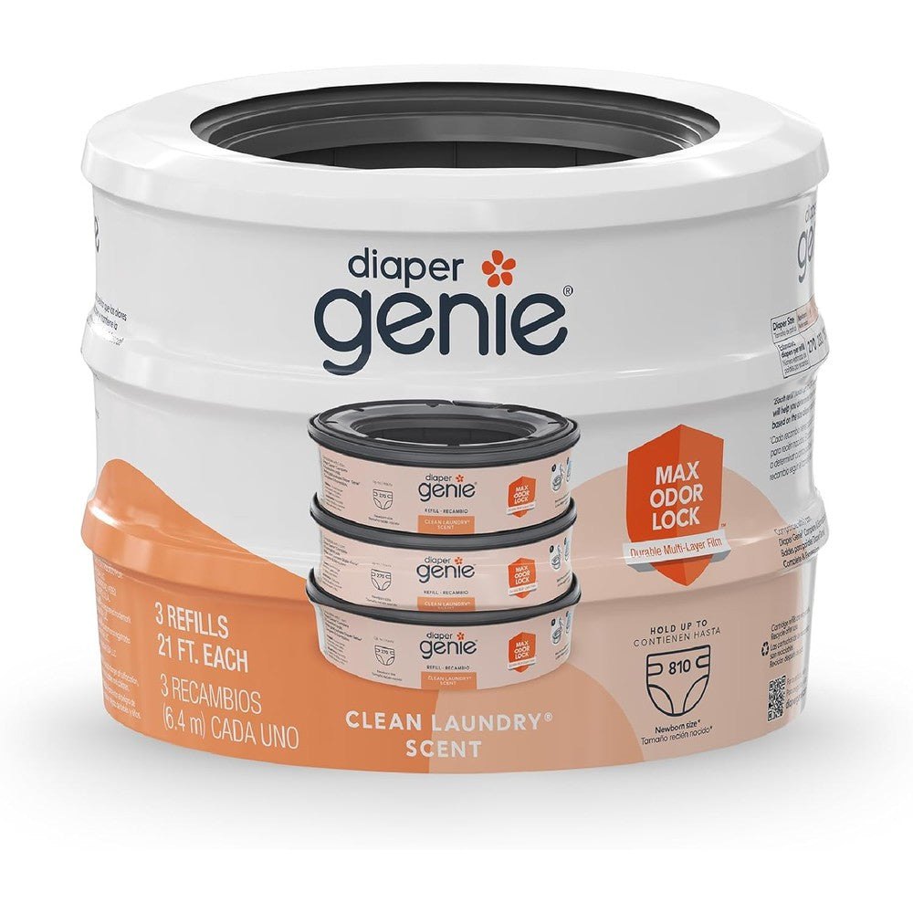Diaper Genie clean laundry scent refill bags front view packaging
