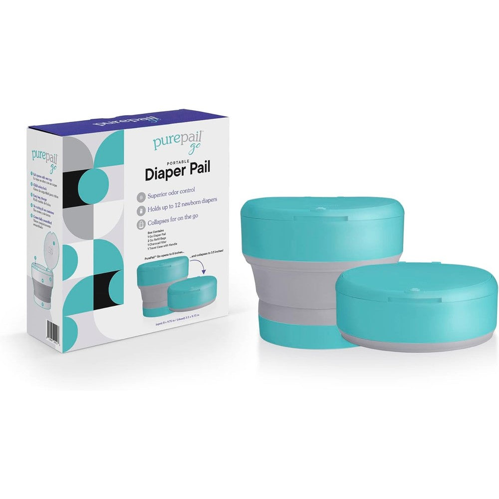 PurePail Go Portable Diaper Pail Aqua front view