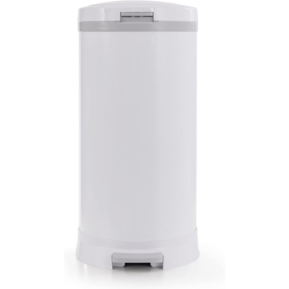 Bubula premium steel diaper waste pail front view white nursery bin