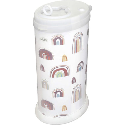 Ubbi steel diaper pail rainbow front view