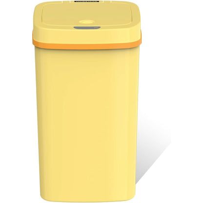 Ninestars 4.2 Gallon yellow motion sensor trash can front view