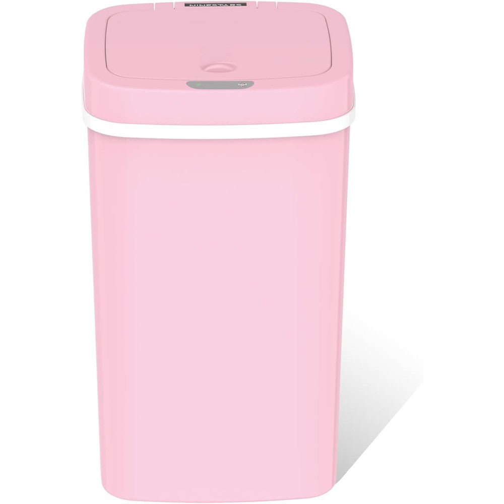 Ninestars automatic touchless diaper disposal trash can front view in pink