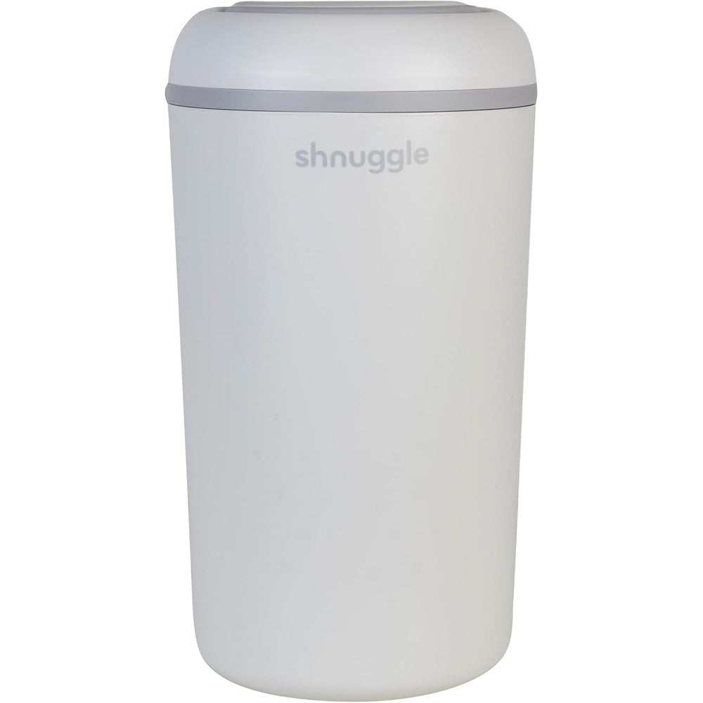 Shnuggle Eco-Touch Baby Nappy Diaper Bin front view in white
