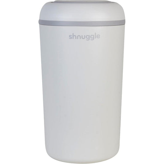 Shnuggle Eco-Touch Baby Nappy Diaper Bin front view in white