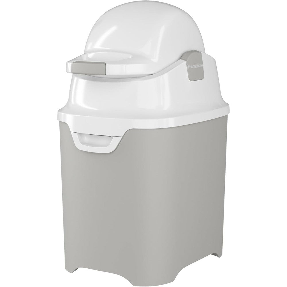 Foundations Mini Diaper Pail gray front view