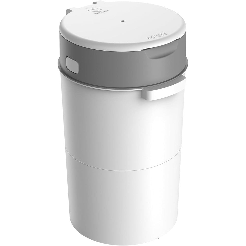 Bellababy Diaper Pail front view in white and grey for nursery