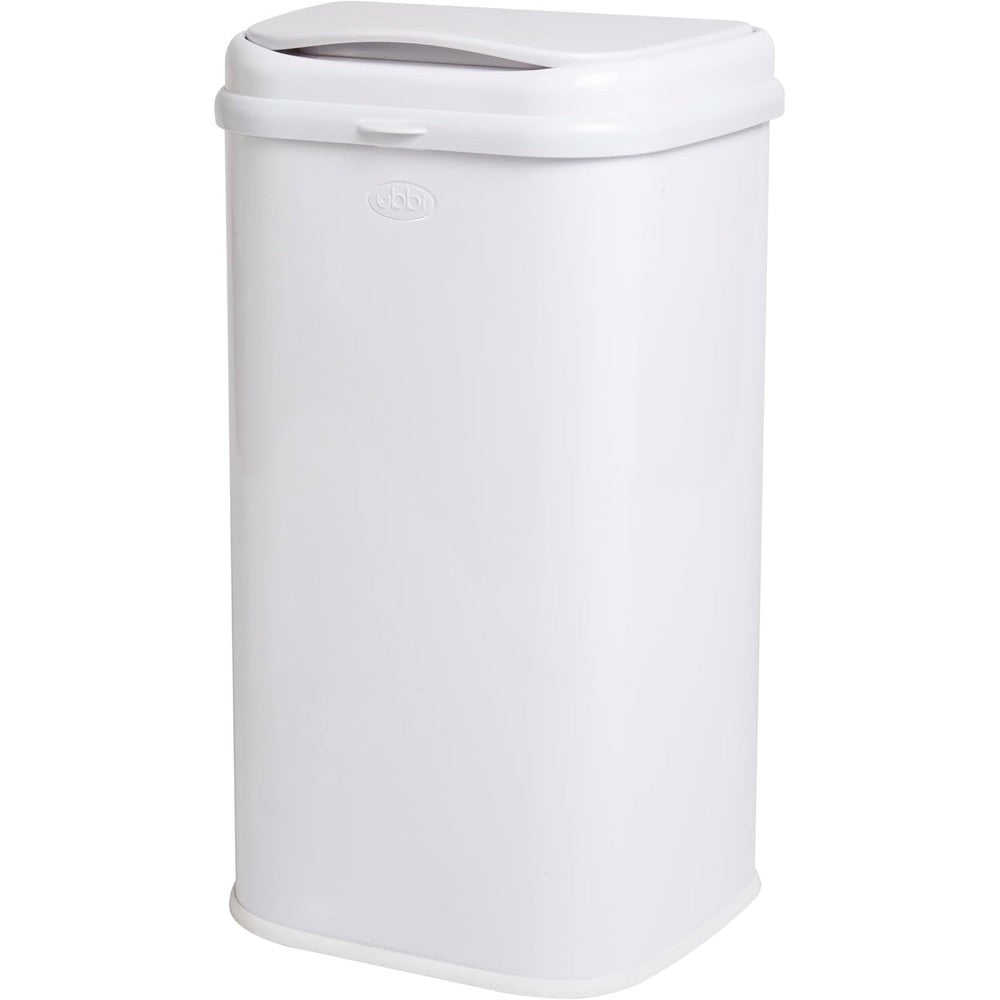 Ubbi Adult Diaper Pail front view stainless steel bin