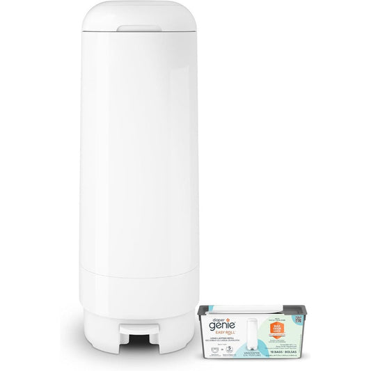 Diaper Genie Signature Pail With 1 Easy Roll Refill Includes 18 Bags Holds Up To 846 Newborn Sized Diapers For Nursery Odor Control - Image 1