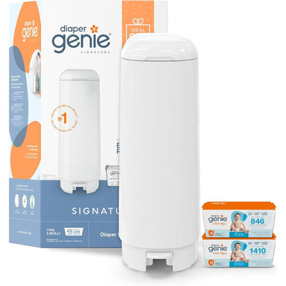 Diaper Genie Signature Gift Set front view white pail