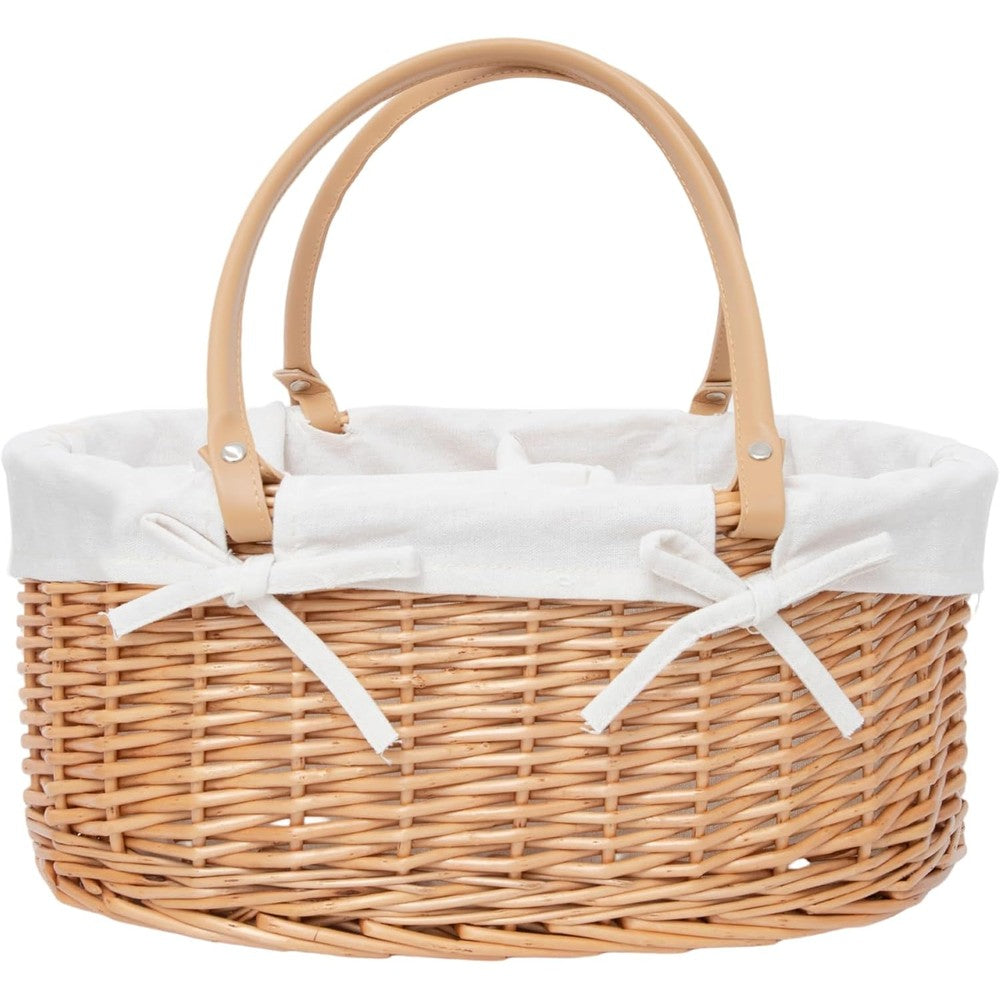 Qingtuhome Handwoven Wicker Diaper Caddy Organizer front view