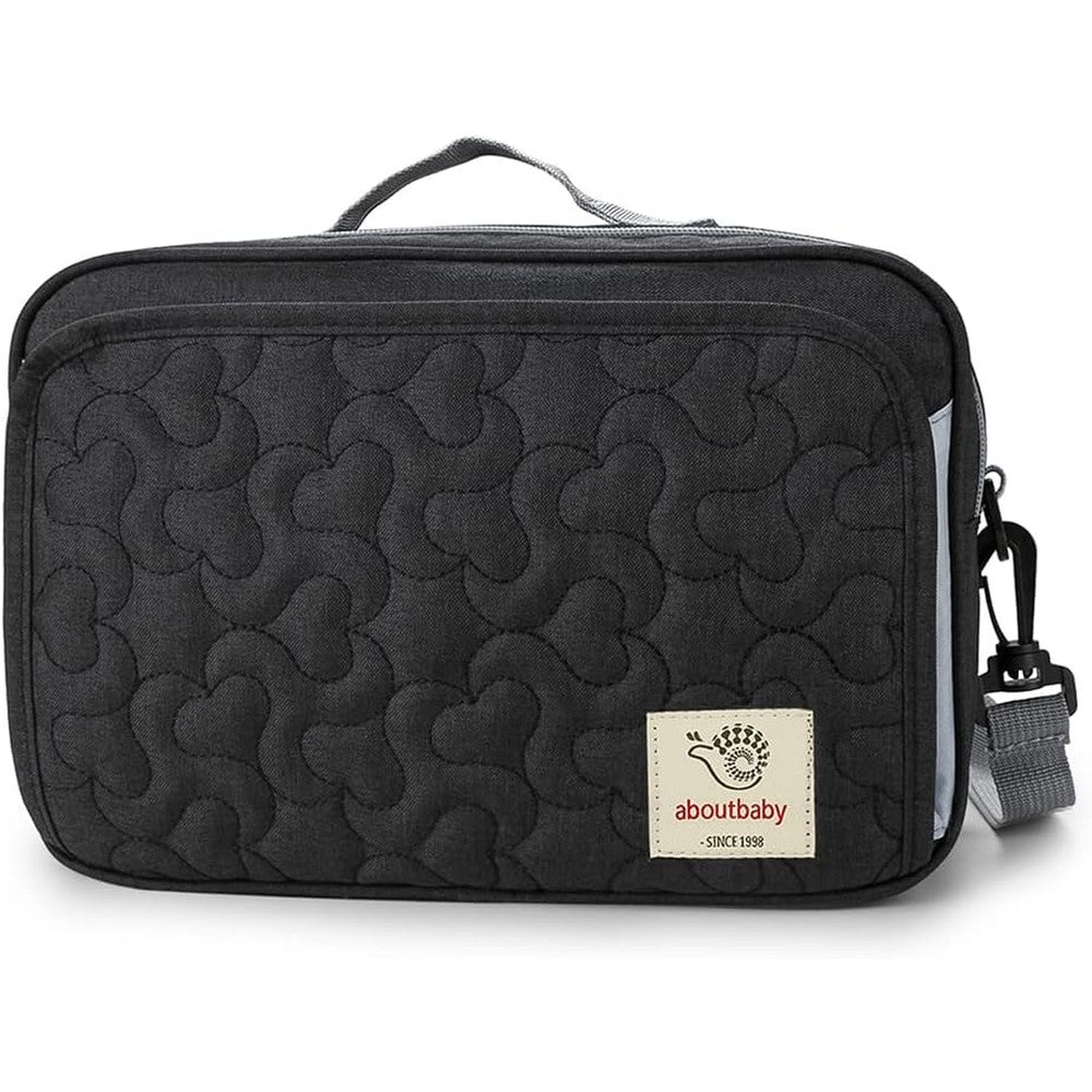 Momigo Baby Diaper Bag Stroller Organizer front view black flower pattern