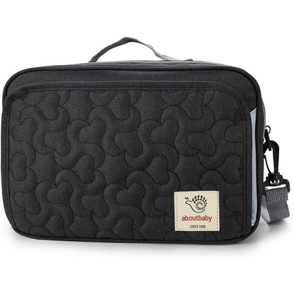 Momigo Baby Diaper Bag Stroller Organizer front view black flower pattern