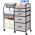 Fabuday baby diaper caddy organizer cart front view with four tiers