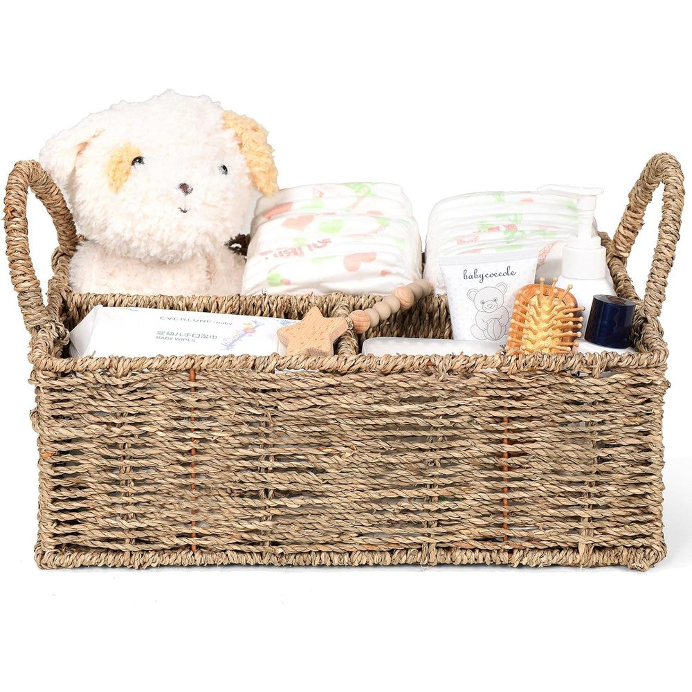 Klippehop hand rattan diaper caddy organizer front view