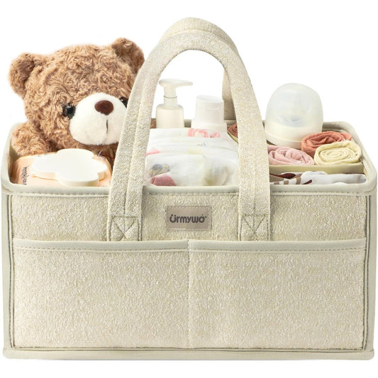 Urmywo diaper caddy organizer front view beige storage basket