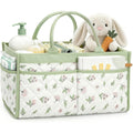 Tivellary baby diaper caddy organizer front view in sage green botanical