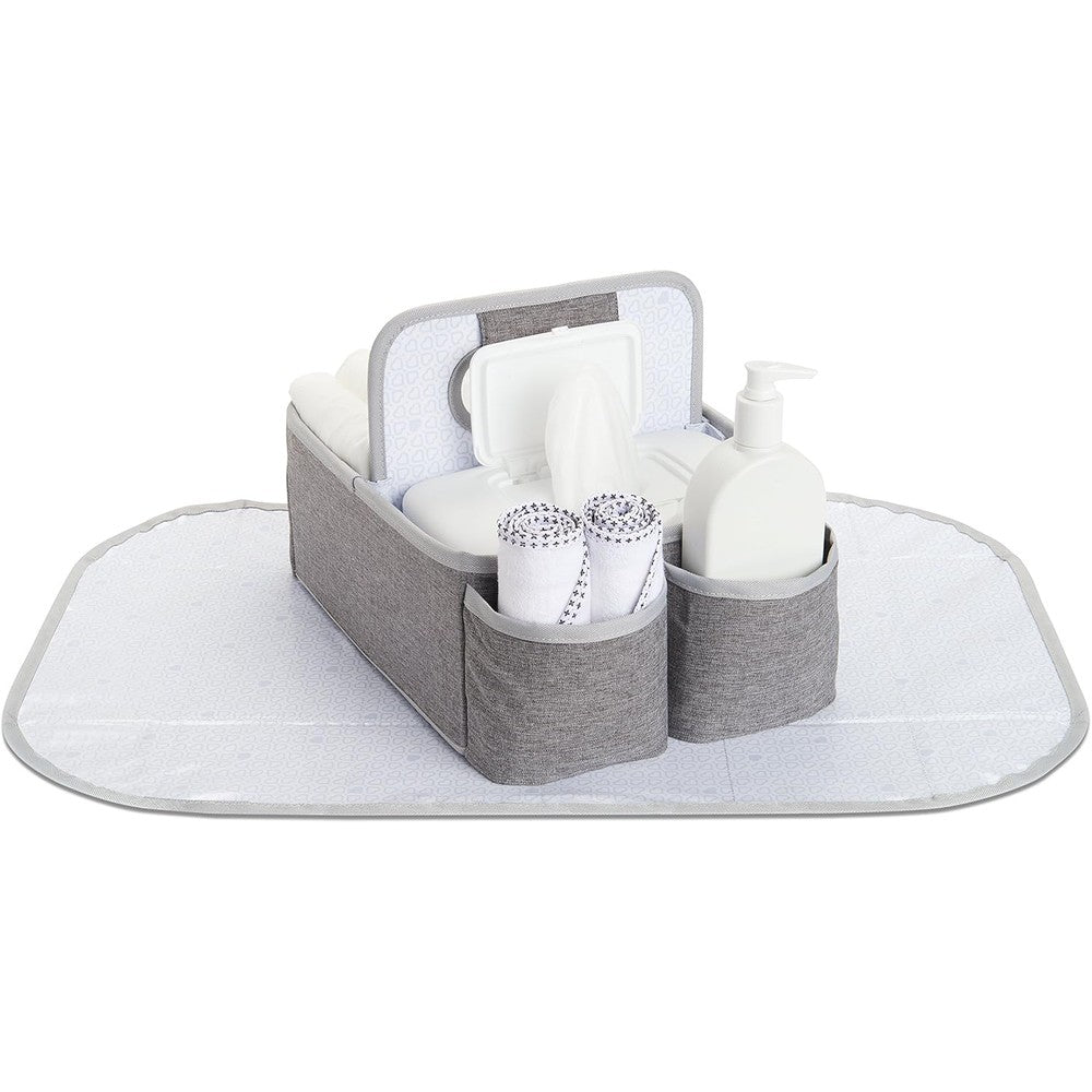 Munchkin portable diaper caddy organizer front view in grey