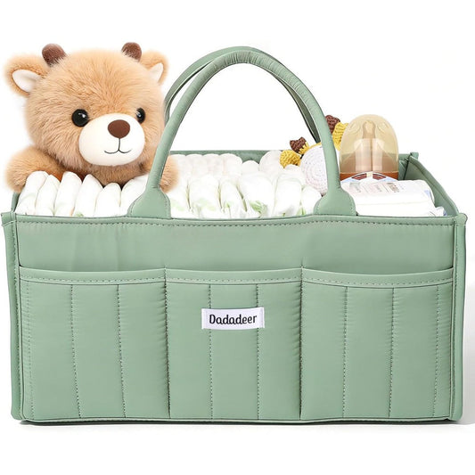 DadaDeer baby diaper caddy organizer front view in green