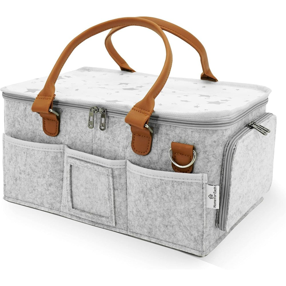 Home For Each baby diaper caddy organizer front view with handle