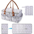 Moteph extra large diaper caddy organizer with grey fabric and lid front view