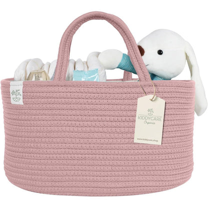 Kiddycare pink diaper caddy front view nursery storage