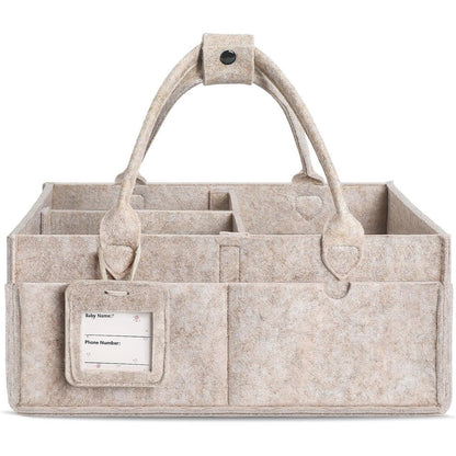 Gemii large oatmeal felt diaper caddy organizer front view