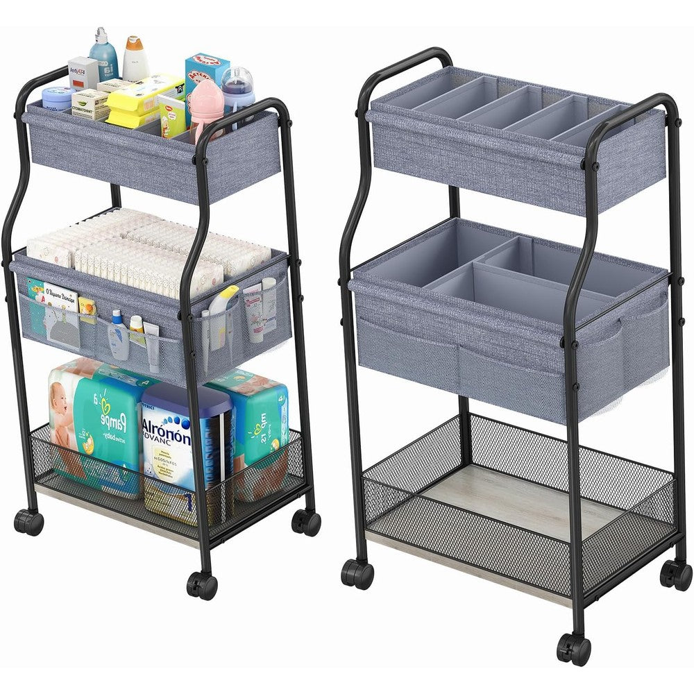 Cidaziya 3-Tier Baby Diaper Caddy Organizer front view