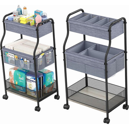 Cidaziya 3-Tier Baby Diaper Caddy Organizer front view
