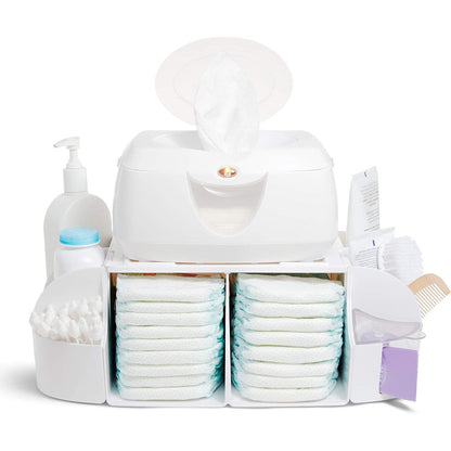 Munchkin Diaper Duty Organizer in green and white front view