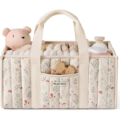 Blissful Diary floral diaper caddy organizer front view