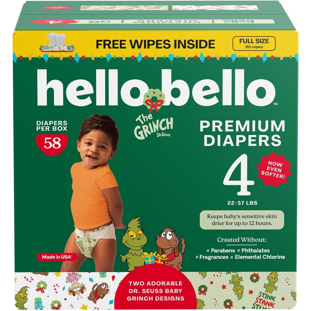Hello Bello Dr. Seuss Baby Grinch Premium Diapers front of box