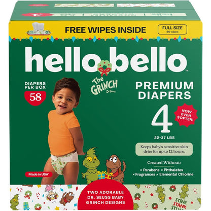 Hello Bello Dr. Seuss Baby Grinch Premium Diapers front of box