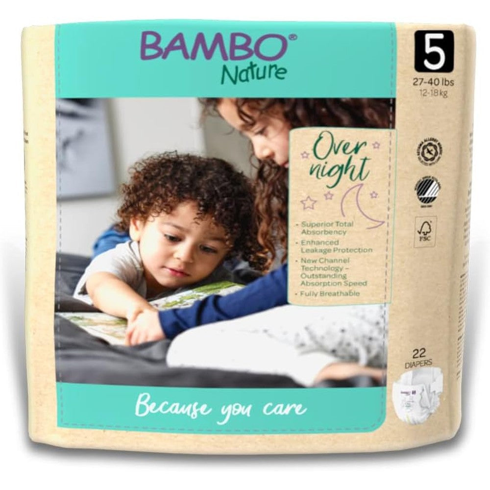 Bambo Nature Overnight Baby Diapers Size 5 front packaging view