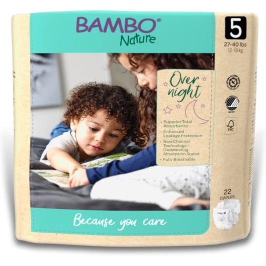 Bambo Nature Overnight Baby Diapers Size 5 front packaging view