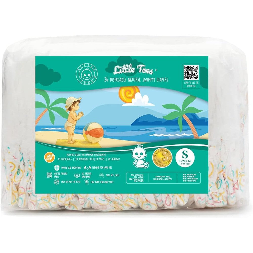 Products On The Go Little Toes natural disposable swim diapers small front view packaging