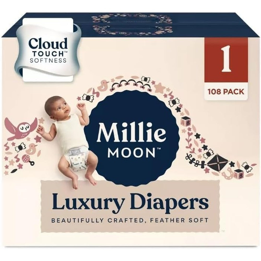 Millie Moon Luxury Diapers Size 1 front box view