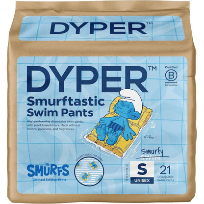 Dyper Smurftastic baby swim diapers size small front view