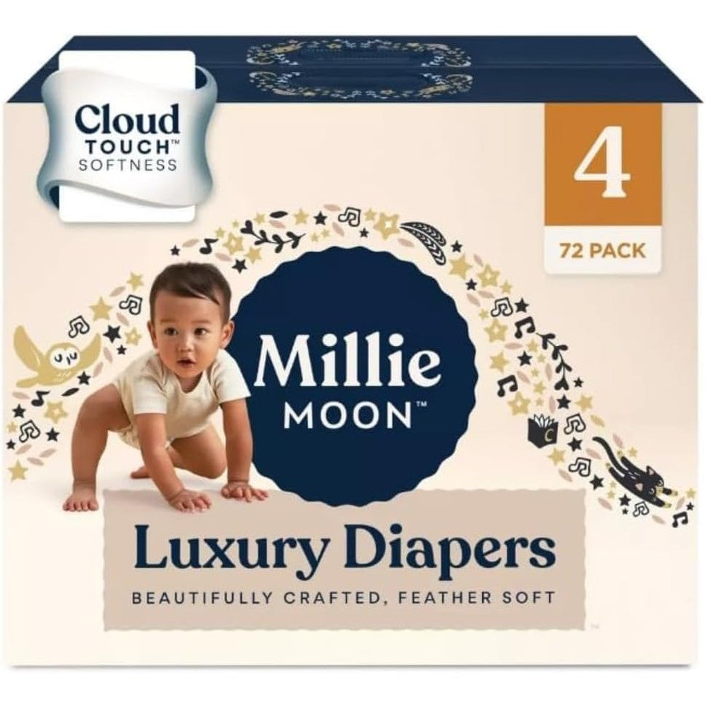 Millie Moon Luxury Baby Diapers size four front view packaging