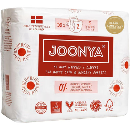Joonya Non Toxic Eco Friendly Baby Diapers size 2 small pack front view