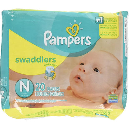 Pampers Swaddlers Newborn diapers pack front view for babies