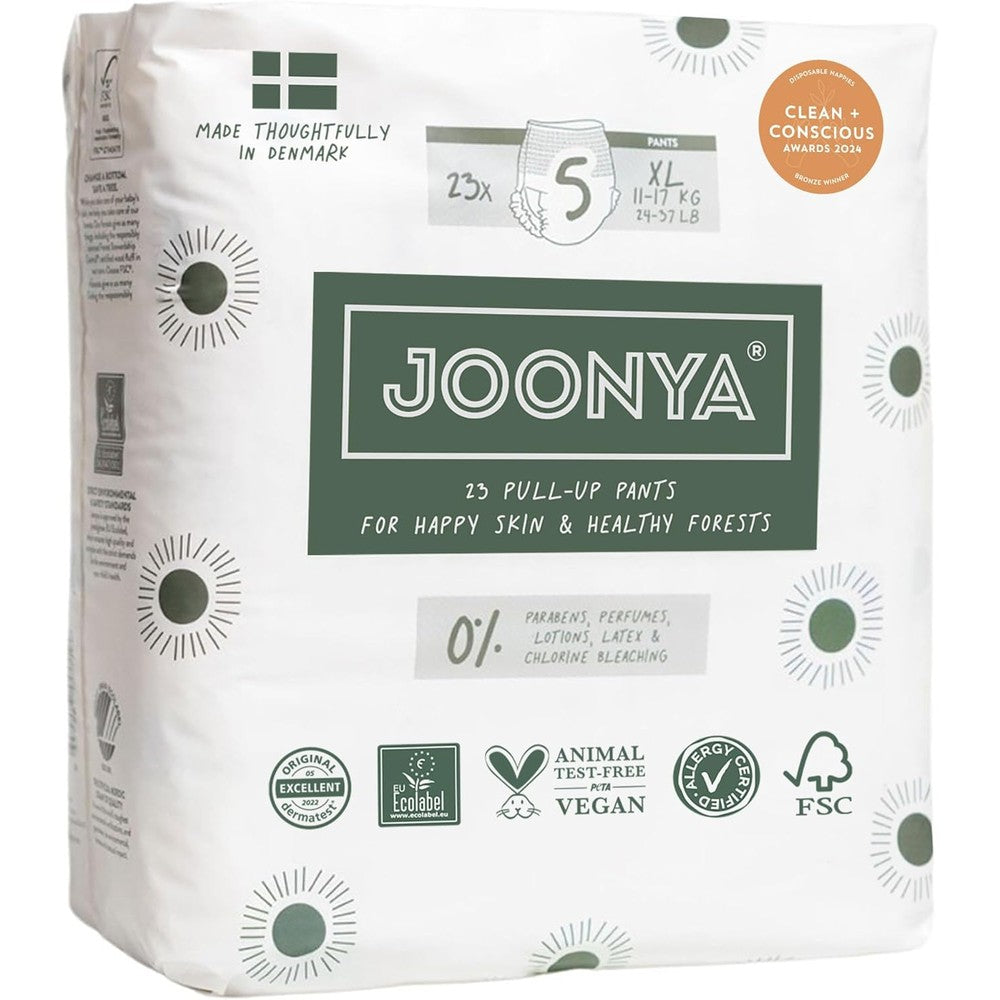 Joonya Pull Up Pants Baby Diapers Size 5 XL front view package showing non toxic premium diaper pants