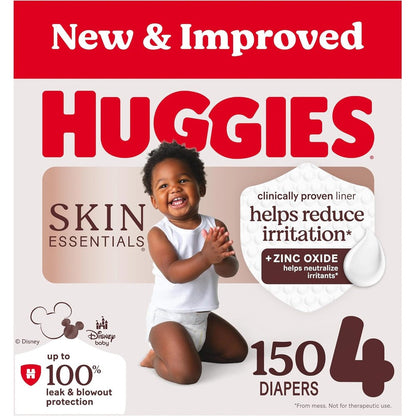 Huggies Skin Essentials Size 4 Baby Diapers 150 Count Bulk Pack Front View
