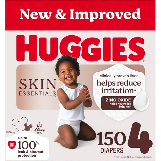 Huggies Skin Essentials Size 4 Baby Diapers 150 Count Bulk Pack Front View