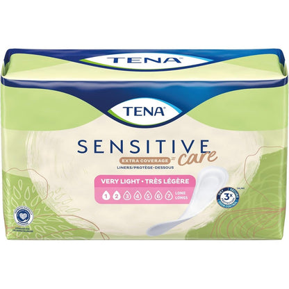 Essity TENA Sensitive Care Extra Coverage Female Incontinence Pad packaging front view showing fifty count