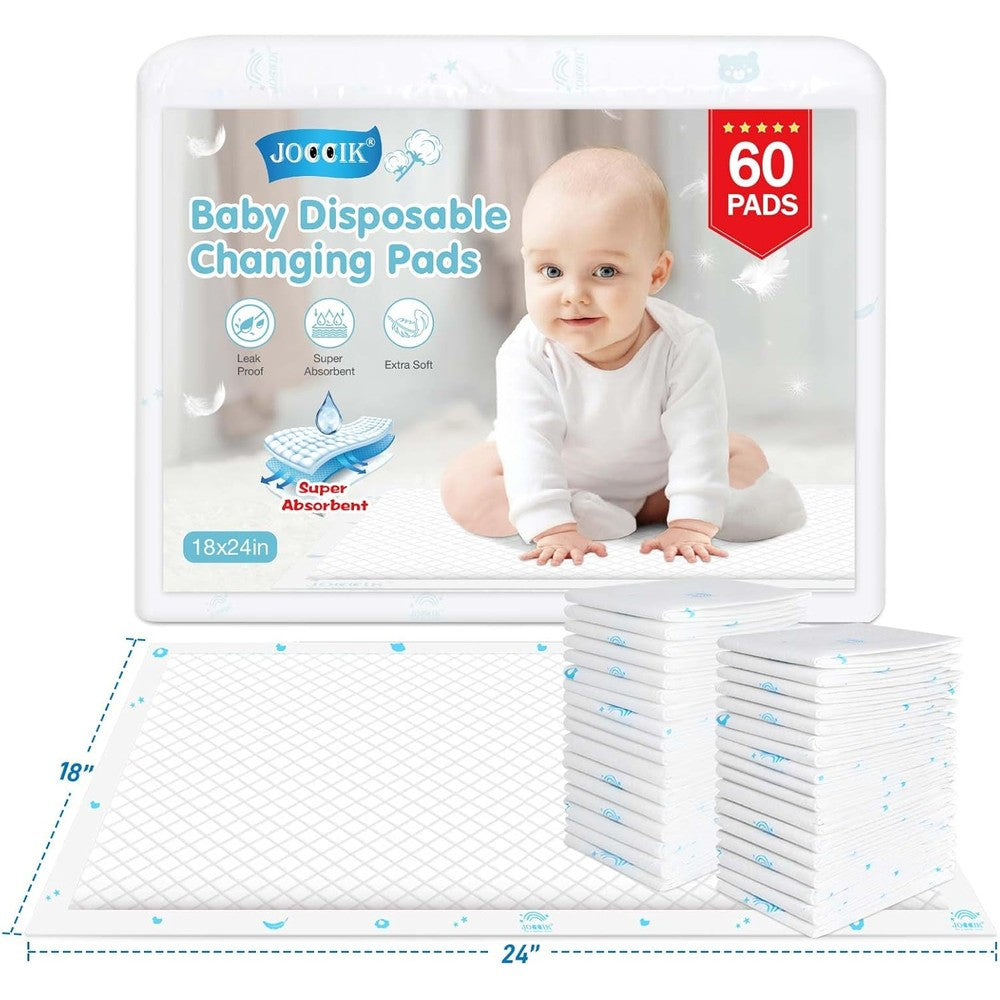 Joccik disposable baby changing pads front view in 60 pack