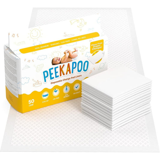 Peekapoo disposable baby changing pad liners 50 pack front view