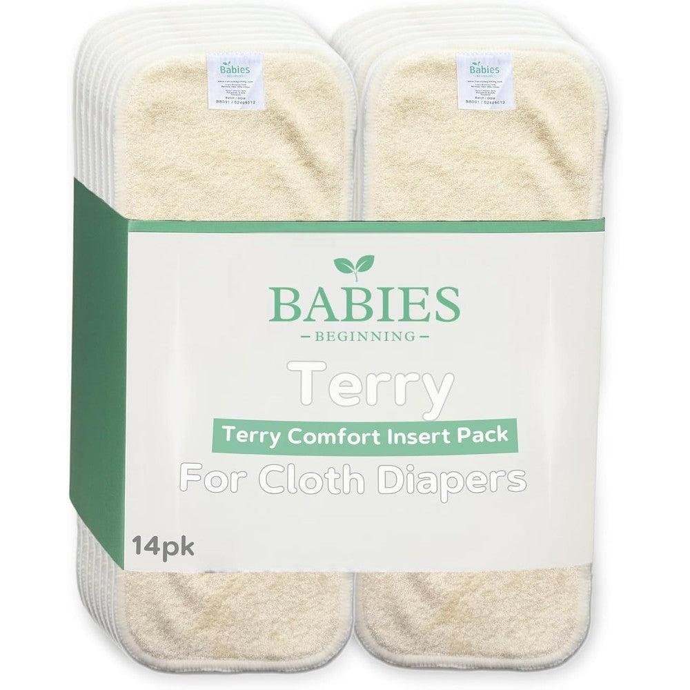 Babies Beginning cloth diaper inserts 14 pack front view