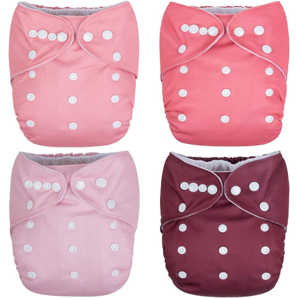 Noras Nursery cloth pocket diapers front view berry mauve