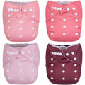 Noras Nursery cloth pocket diapers front view berry mauve